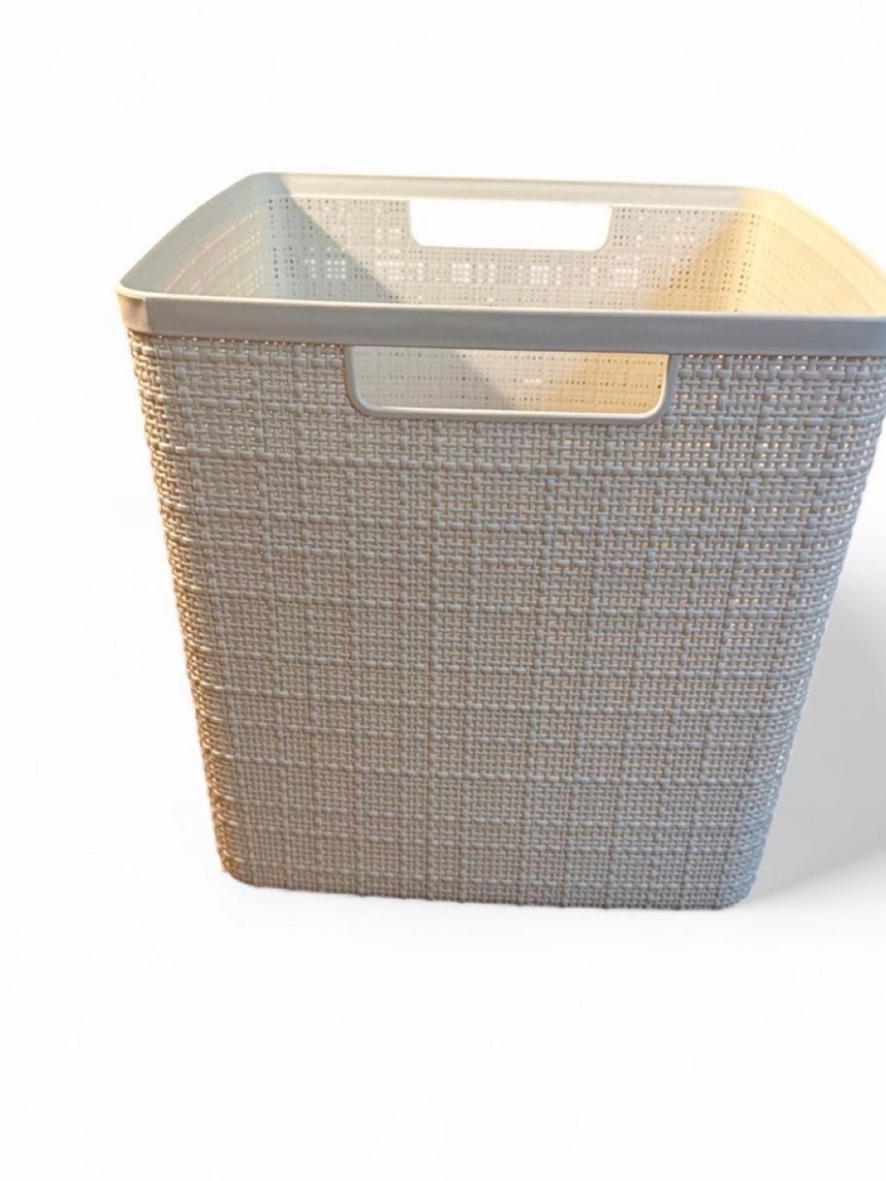 Neutral Beige Woven Plastic Storage Bin - Brand
